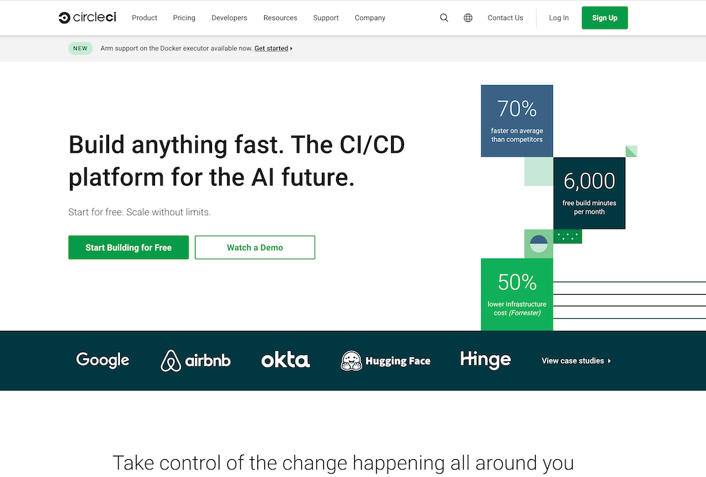 Visit CircleCI website preview