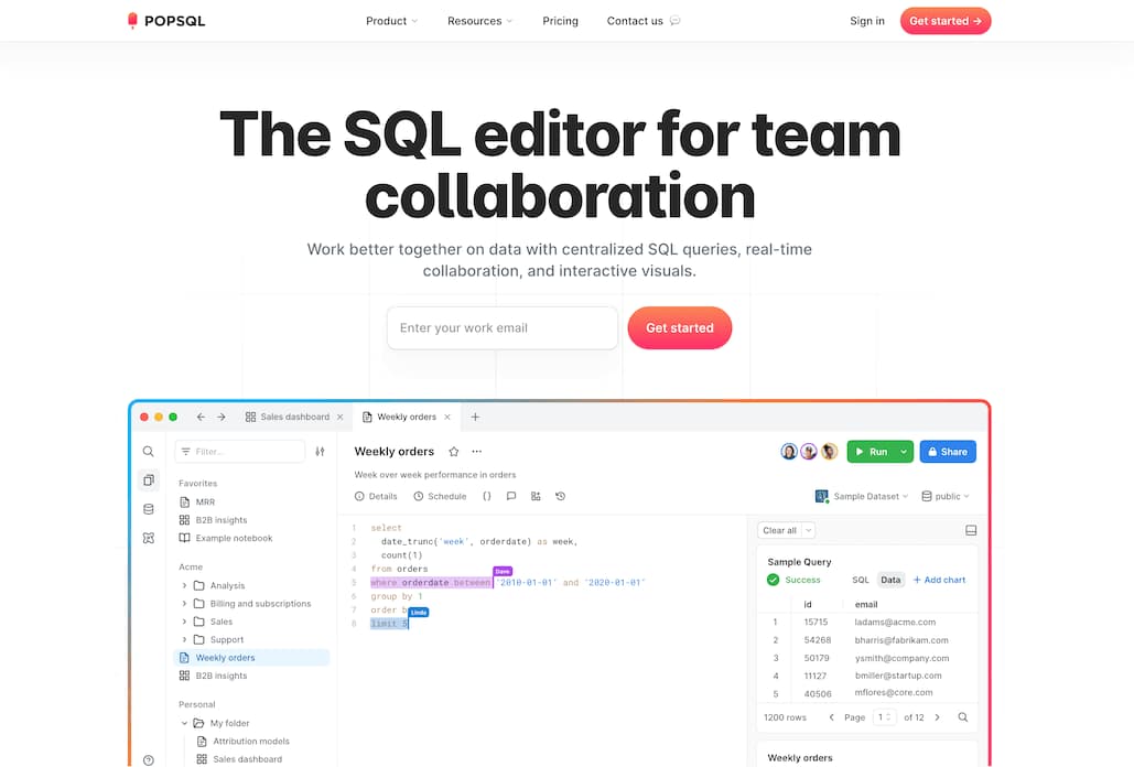 Visit PopSQL website preview